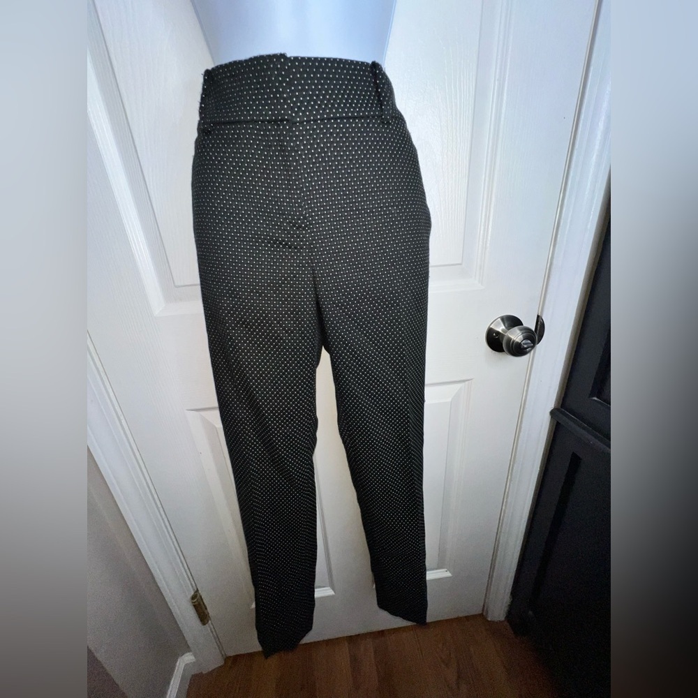 Ann Taylor Petites 4 Black White Dot Straight Leg Crop Trouser Dress Pant 4P - Picture 7 of 10